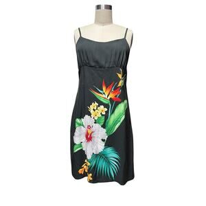 VTG Jade Fashions Hawaiian Floral Spaghetti Strap Short Sun Dress M Resortwear